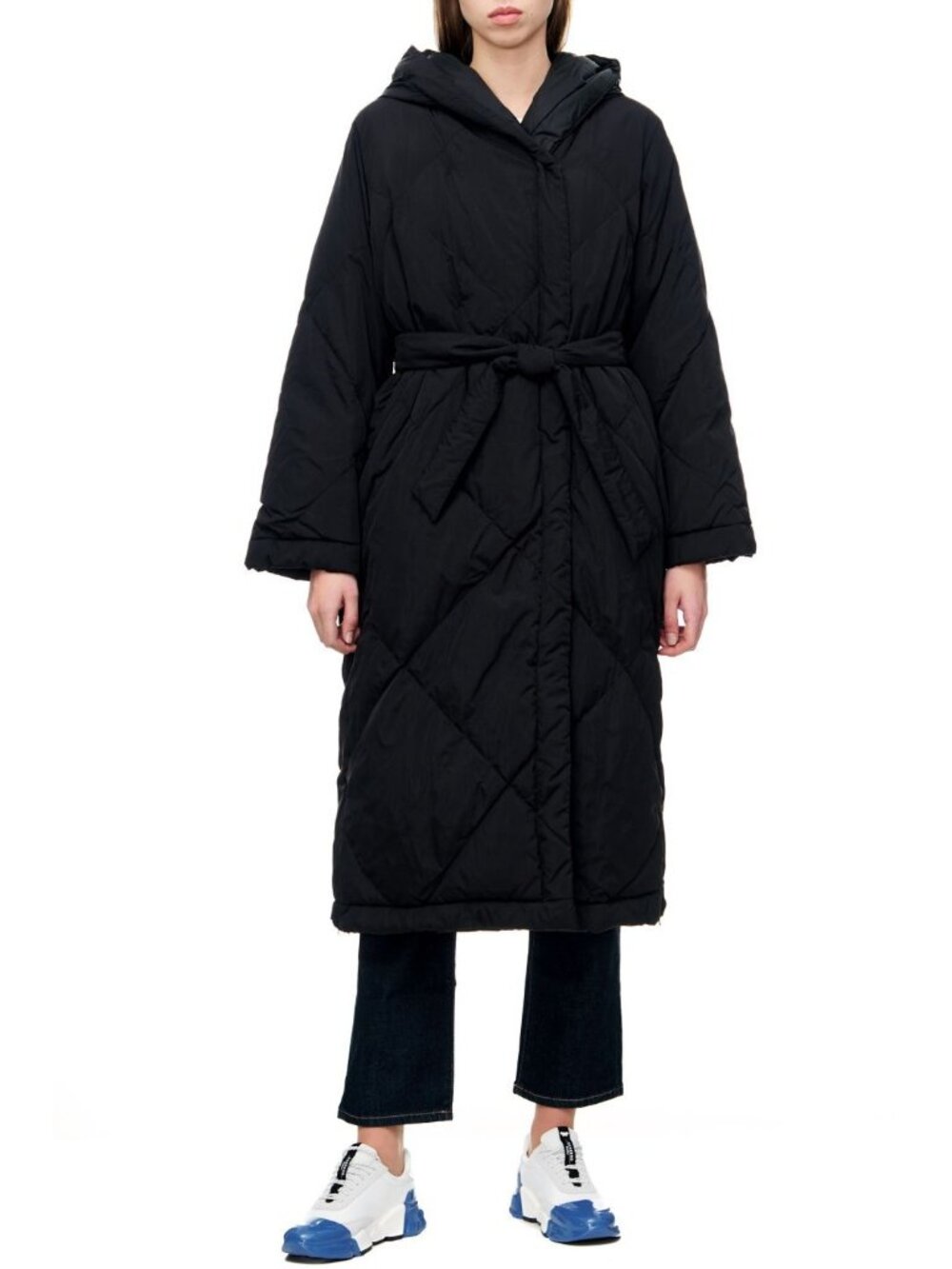 WEEKEND MAXMARA Song Reversible Quilted W/Belt Coat Black Size 2